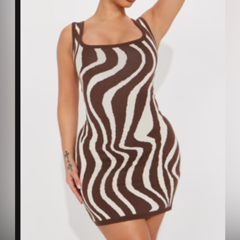 Stylish Brown and Cream Dress